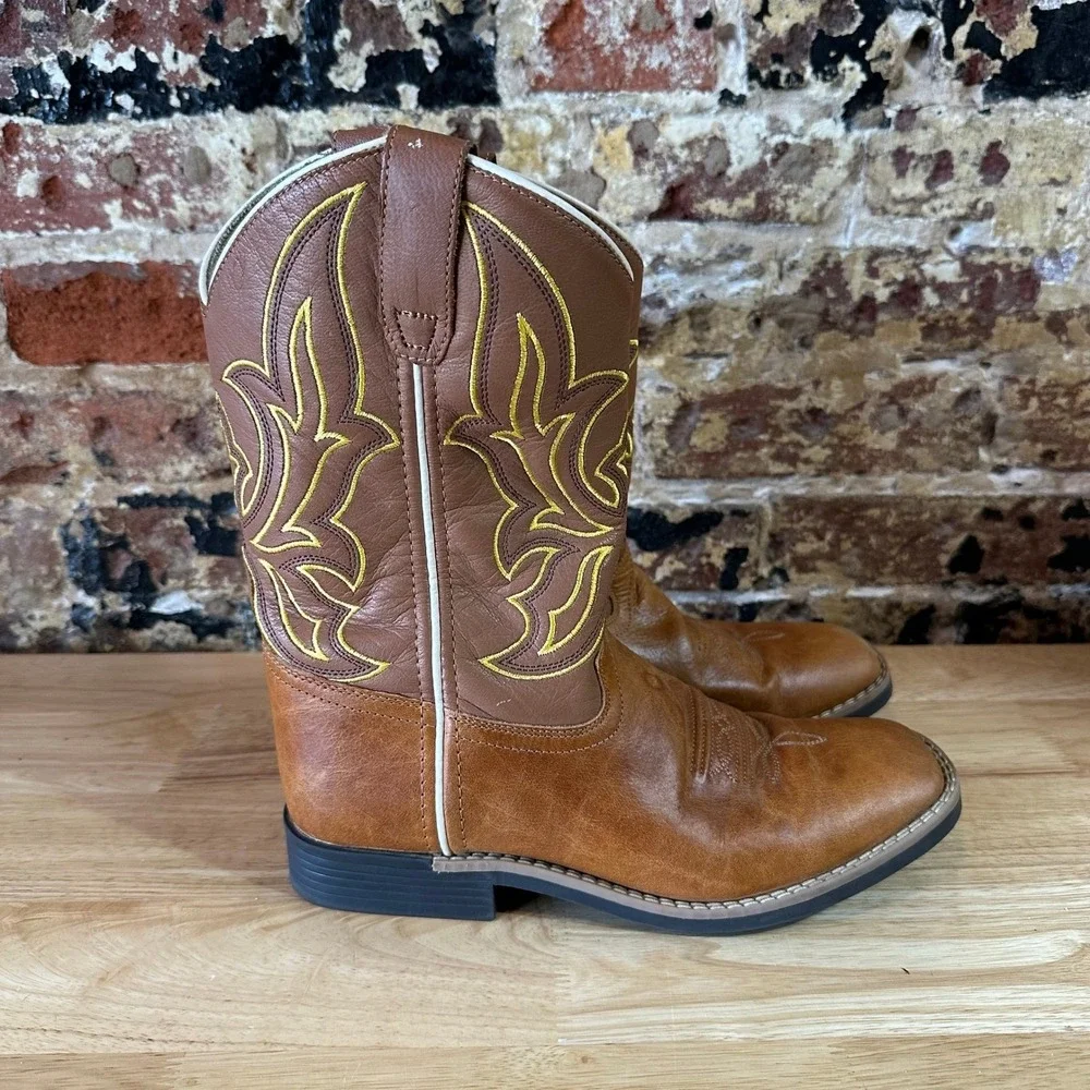 Cowboy Legend Youth 7 Brown Western Cowboy Boots Square Toe 1037-30K-CTR